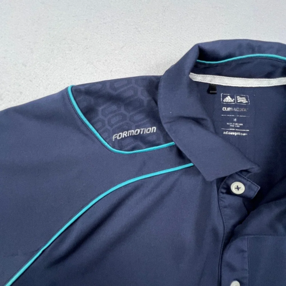 Adidas Polo Shirt Mens M Navy Blue Formotion Climacool Athletic Golf Sporty